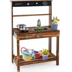 Bucatarie de joaca Costway TY347732NA (Brown/Natural)