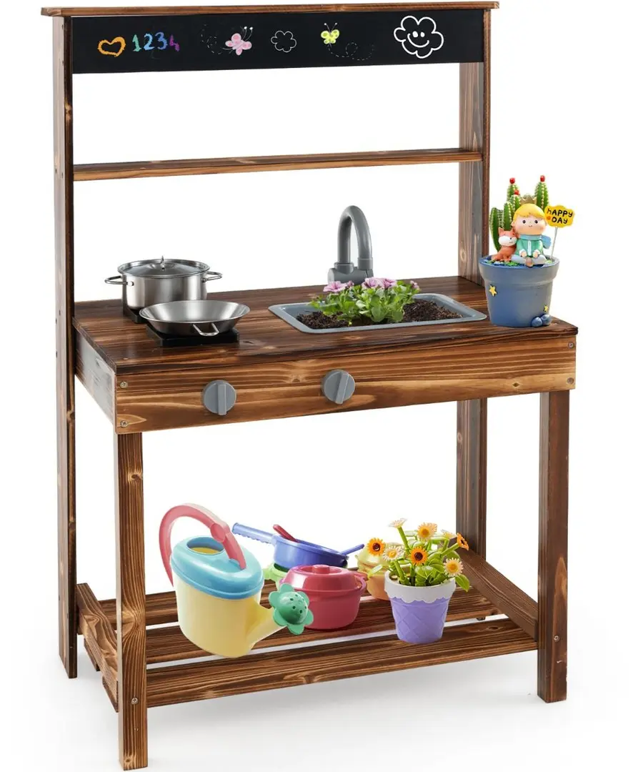 Bucatarie de joaca Costway TY347732NA (Brown/Natural)