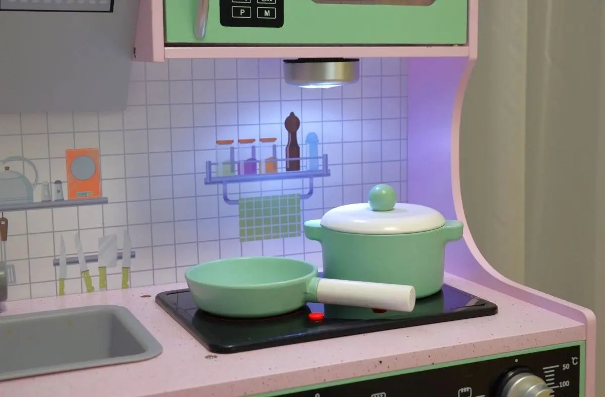 Bucatarie de joaca Enero Toys 1041131 (Pink/Mint)