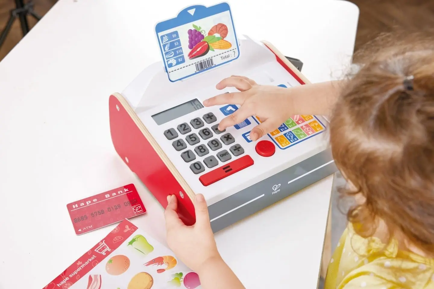 Aparat de casa Hape Beep ''n'' Buy Cash Register E3184 (White/Red)