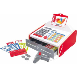 Aparat de casa Hape Beep ''n'' Buy Cash Register E3184 (White/Red)