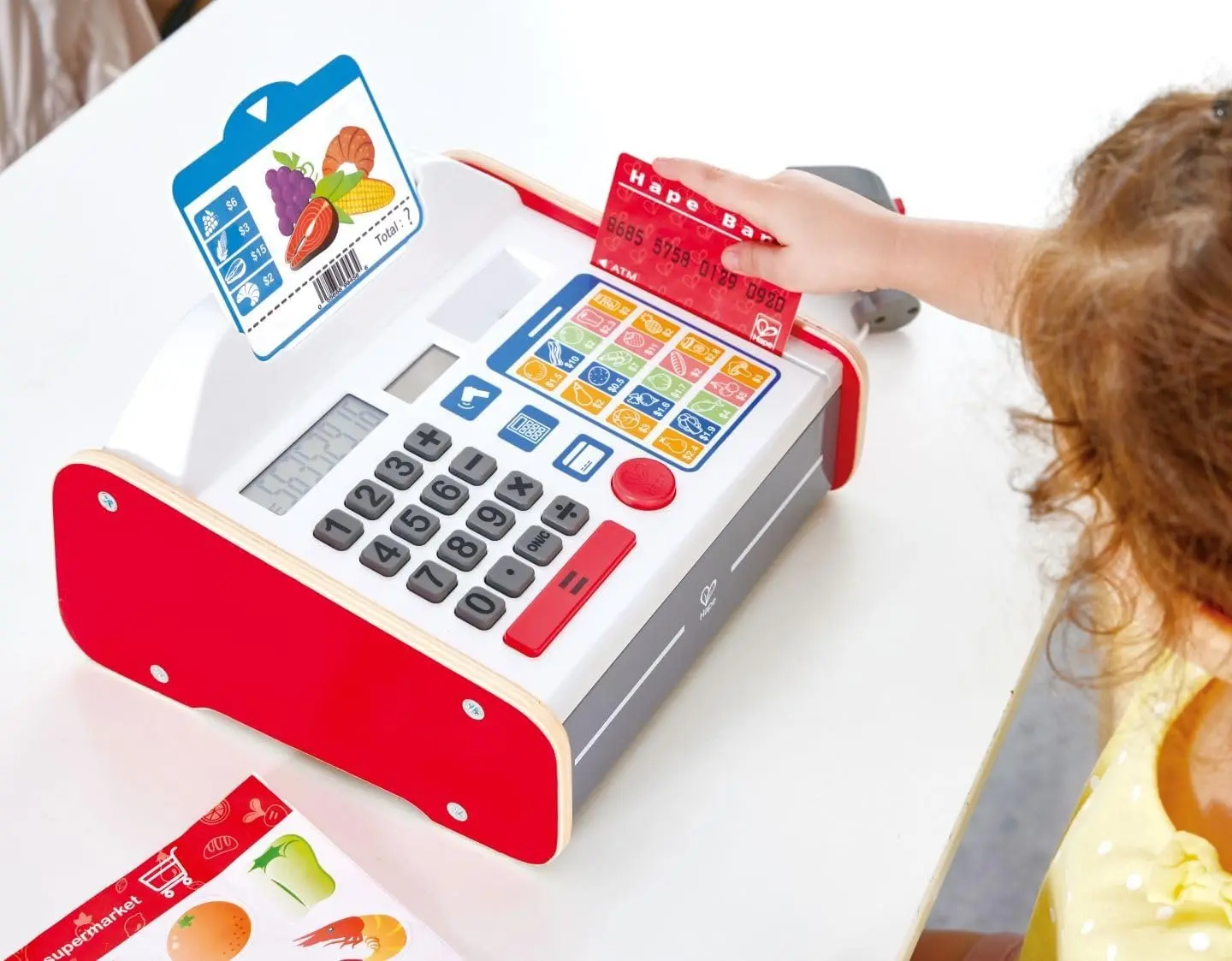 Aparat de casa Hape Beep ''n'' Buy Cash Register E3184 (White/Red)