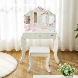 Детский туалетный столик с табуретом Homcom 311-037 (White) Thumb