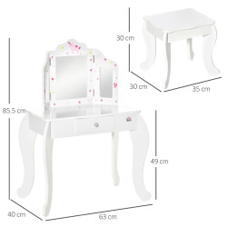 Детский туалетный столик с табуретом Homcom 311-037 (White) Thumb