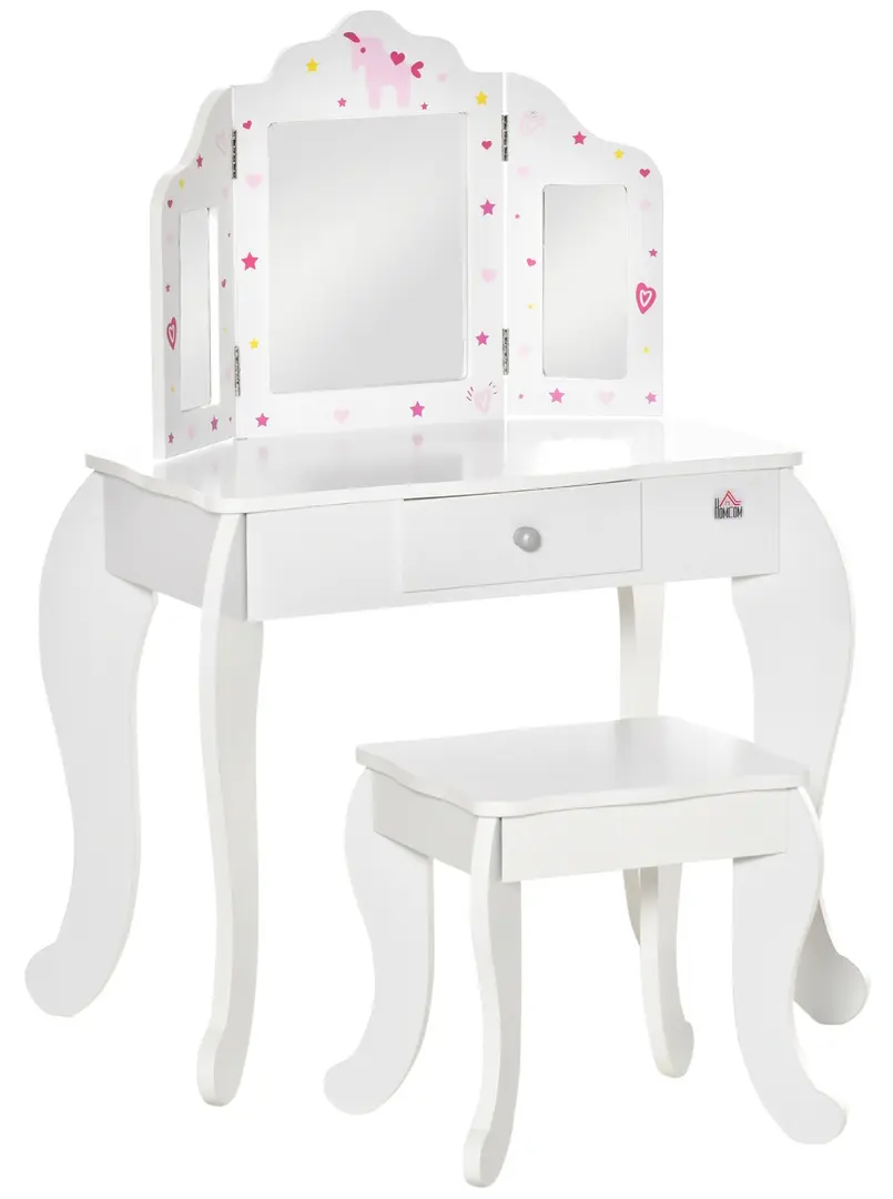 Детский туалетный столик с табуретом Homcom 311-037 (White)