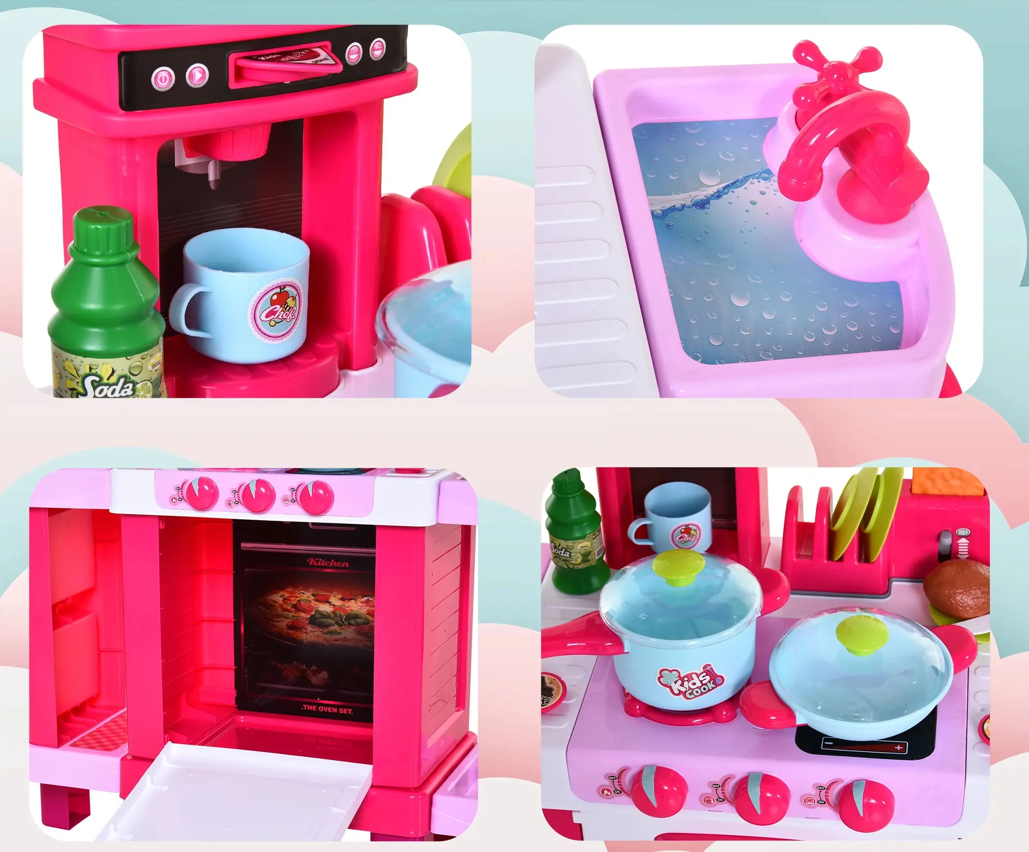 Bucatarie de joaca Homcom 350-047 (Pink) - 10