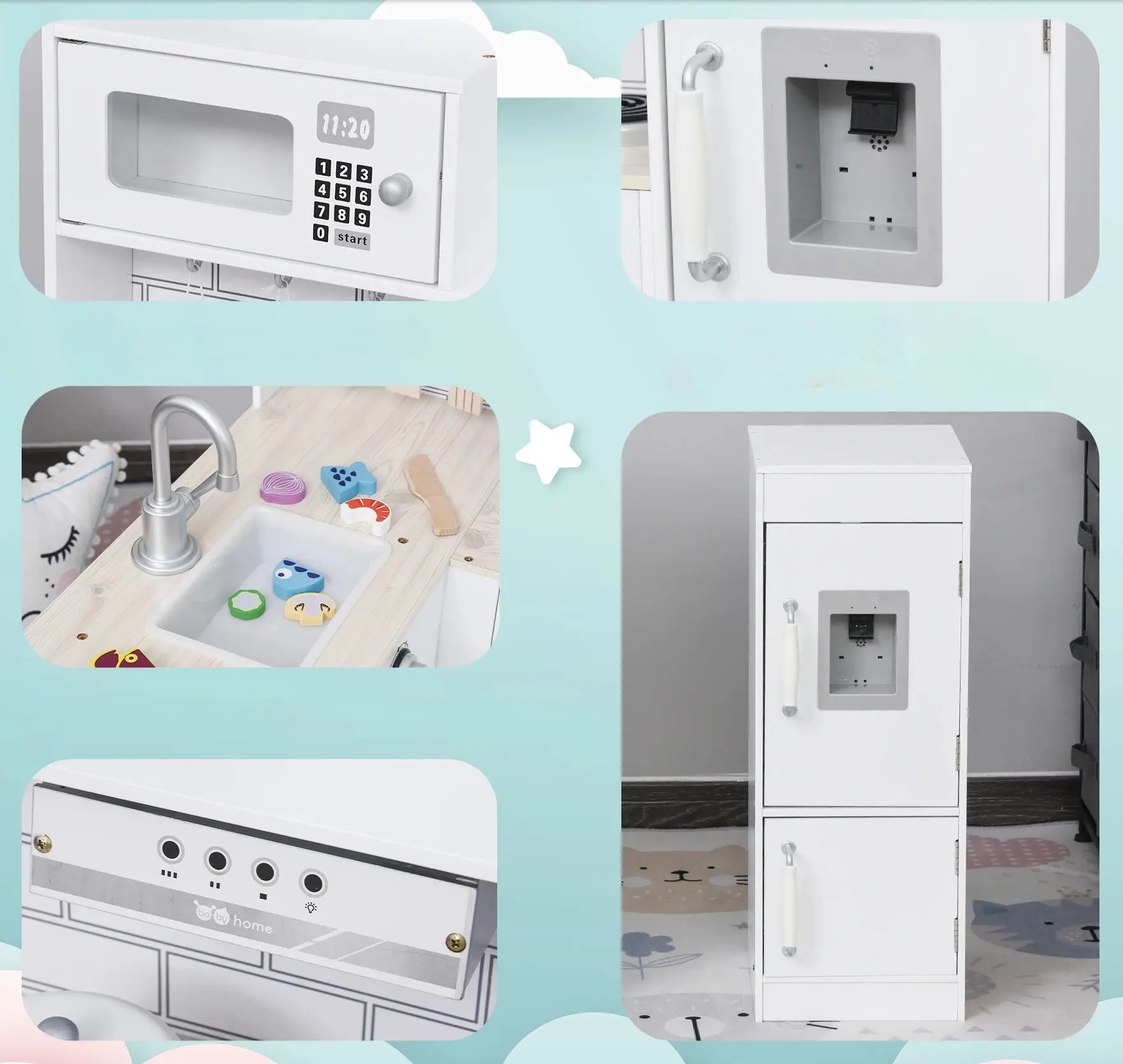 Bucatarie de joaca Homcom 350-079WT (White) - 7