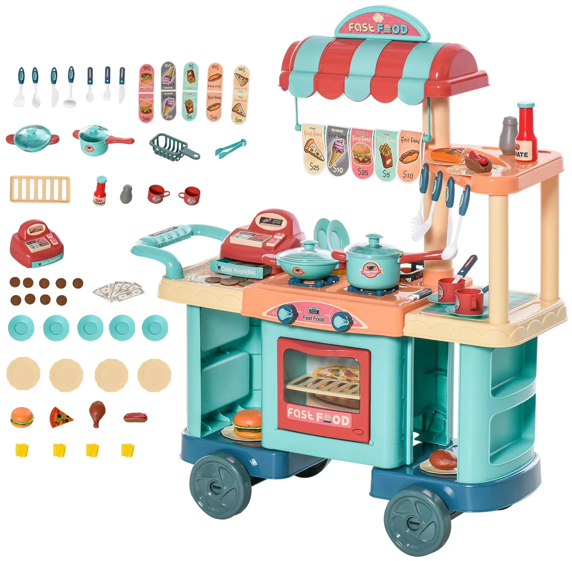 Bucatarie de joaca Homcom 350-090 (Blue/Red/Orange) - 2