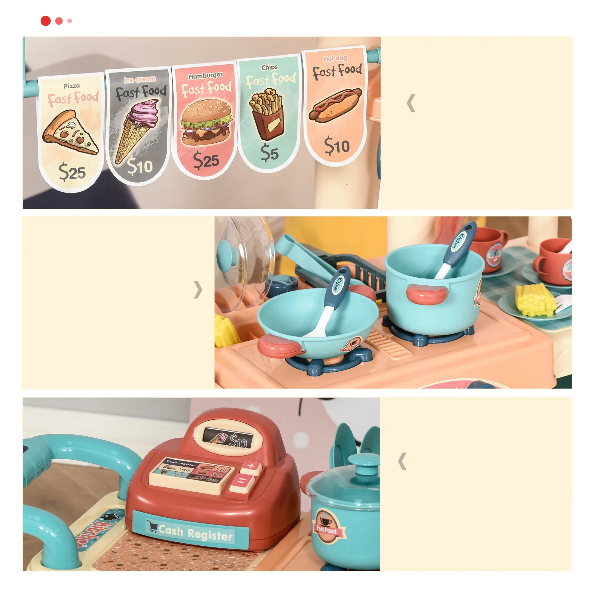 Bucatarie de joaca Homcom 350-090 (Blue/Red/Orange) - 6