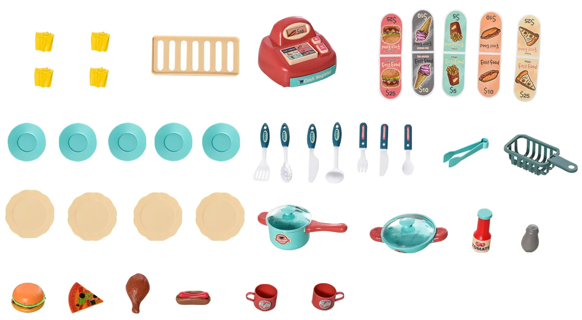 Bucatarie de joaca Homcom 350-090 (Blue/Red/Orange) - 10