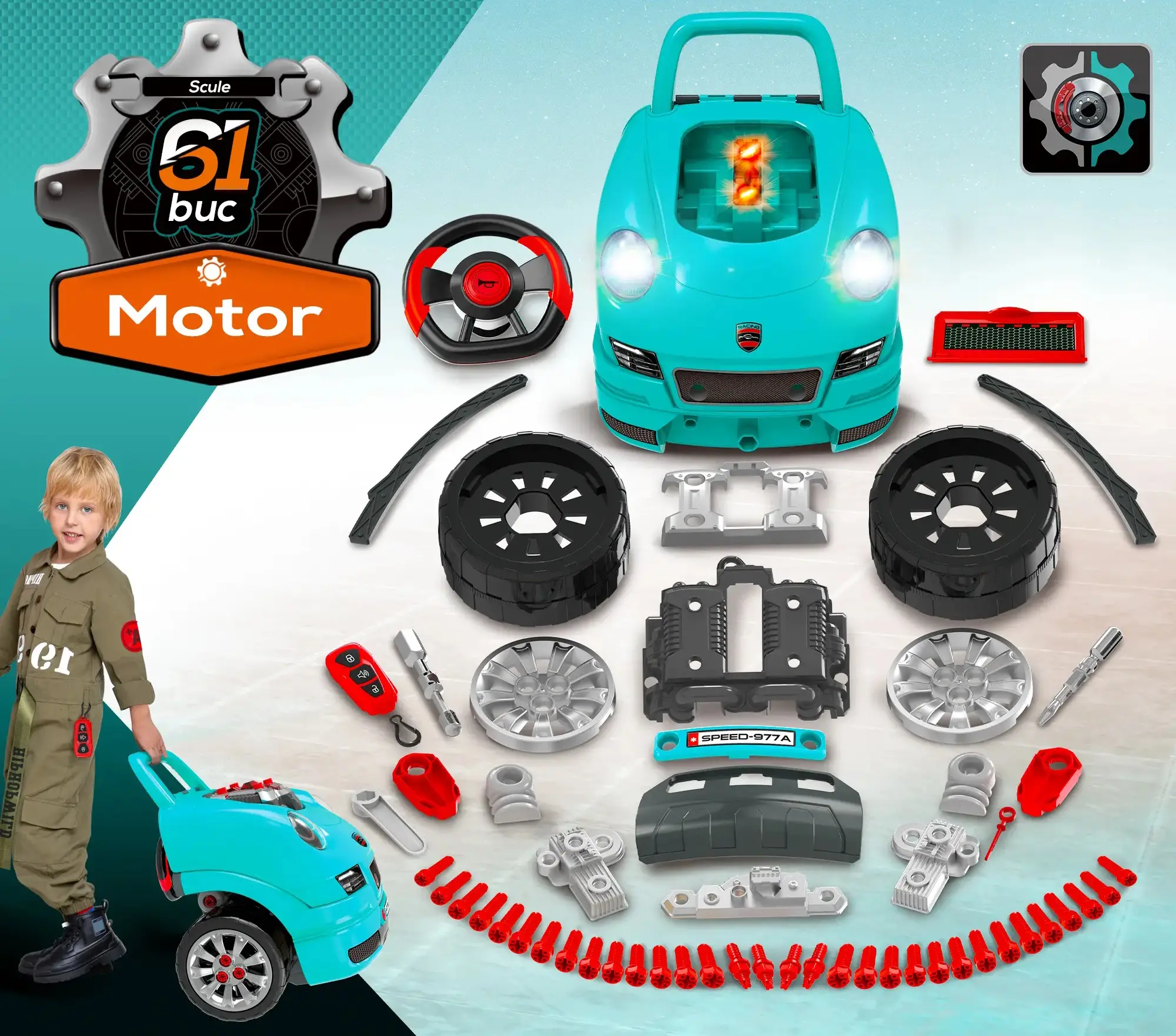 Set de joaca pentru mecanic auto Homcom 350-128 (Blue) - 6
