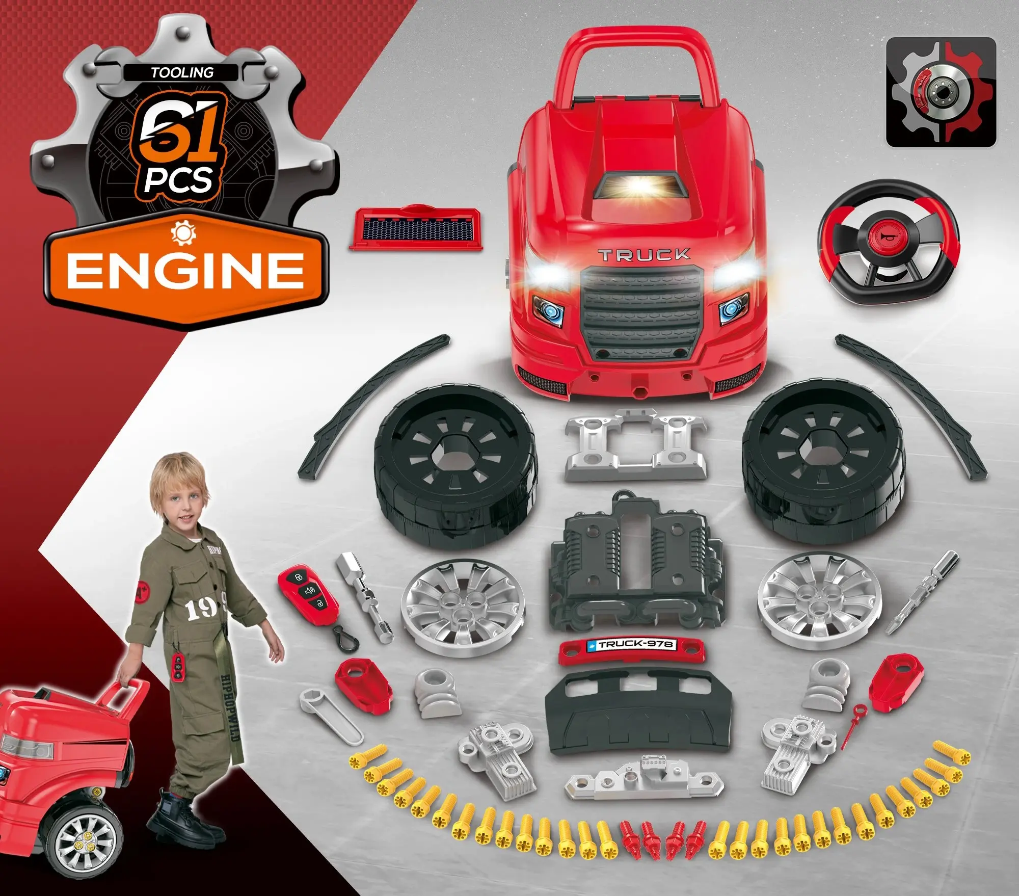 Set de joaca pentru mecanic auto Homcom 350-129 (Red) - 5