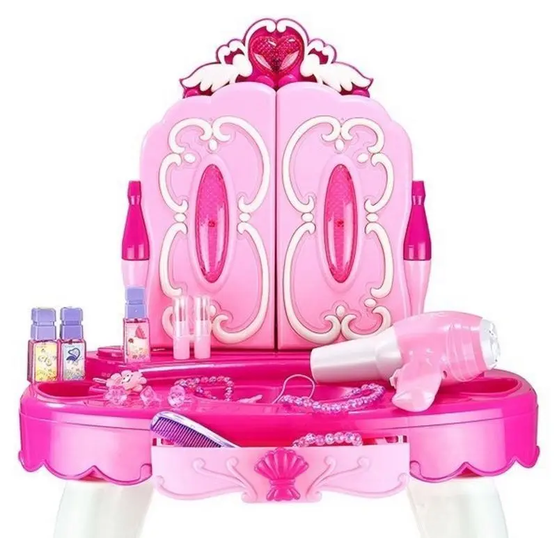 Детский туалетный столик LeanToys Glamor Mirror (Pink/White) - 2