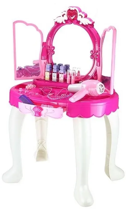 Детский туалетный столик LeanToys Glamor Mirror (Pink/White) - 3