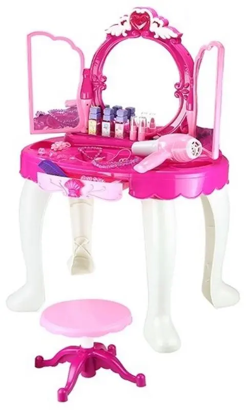 Детский туалетный столик LeanToys Glamor Mirror (Pink/White)