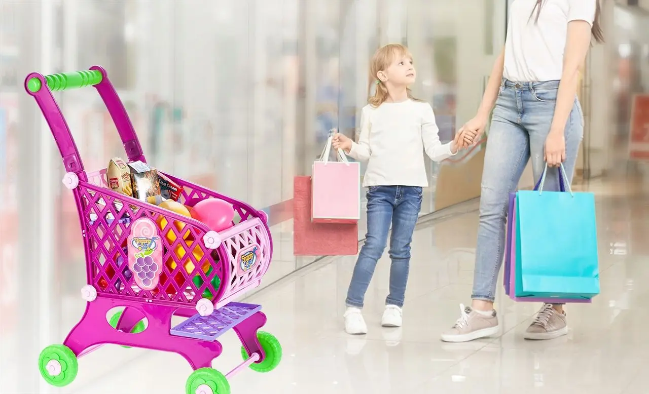 Carucior de cumparaturi pentru copii MalPlay 107229 (Pink)