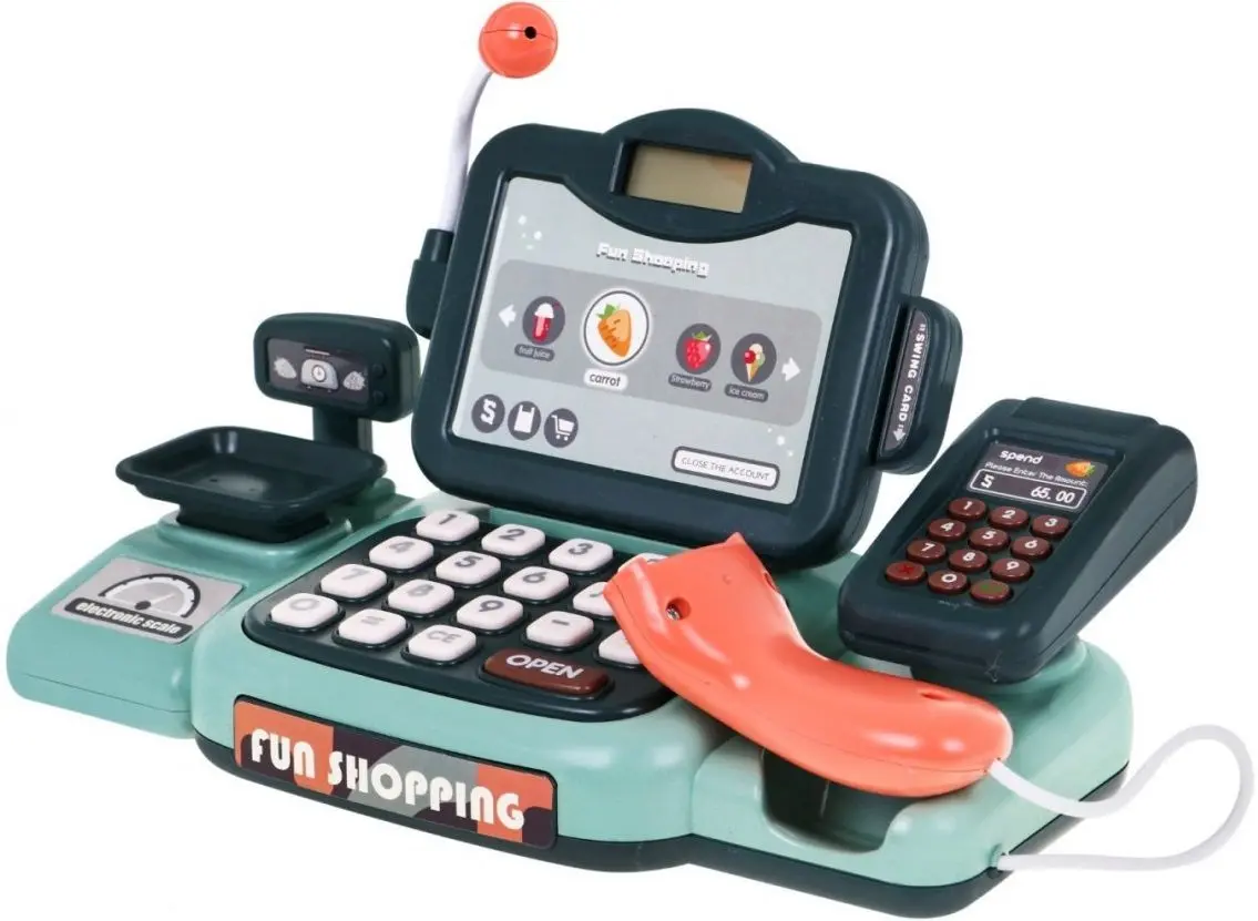 Jucarie casa de marcat cu accesorii Ramiz Happy Shopping (Multicolour)