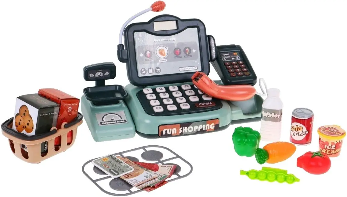 Jucarie casa de marcat cu accesorii Ramiz Happy Shopping (Multicolour)