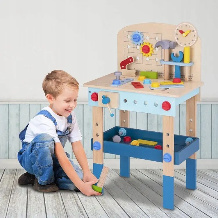 Игровой набор Tooky Toy Work Bench TK399 (Wood/Blue) - 7