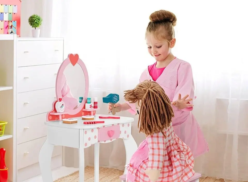 Masuta de toaleta cu scaun Tooky Toy TK462 (Pink)