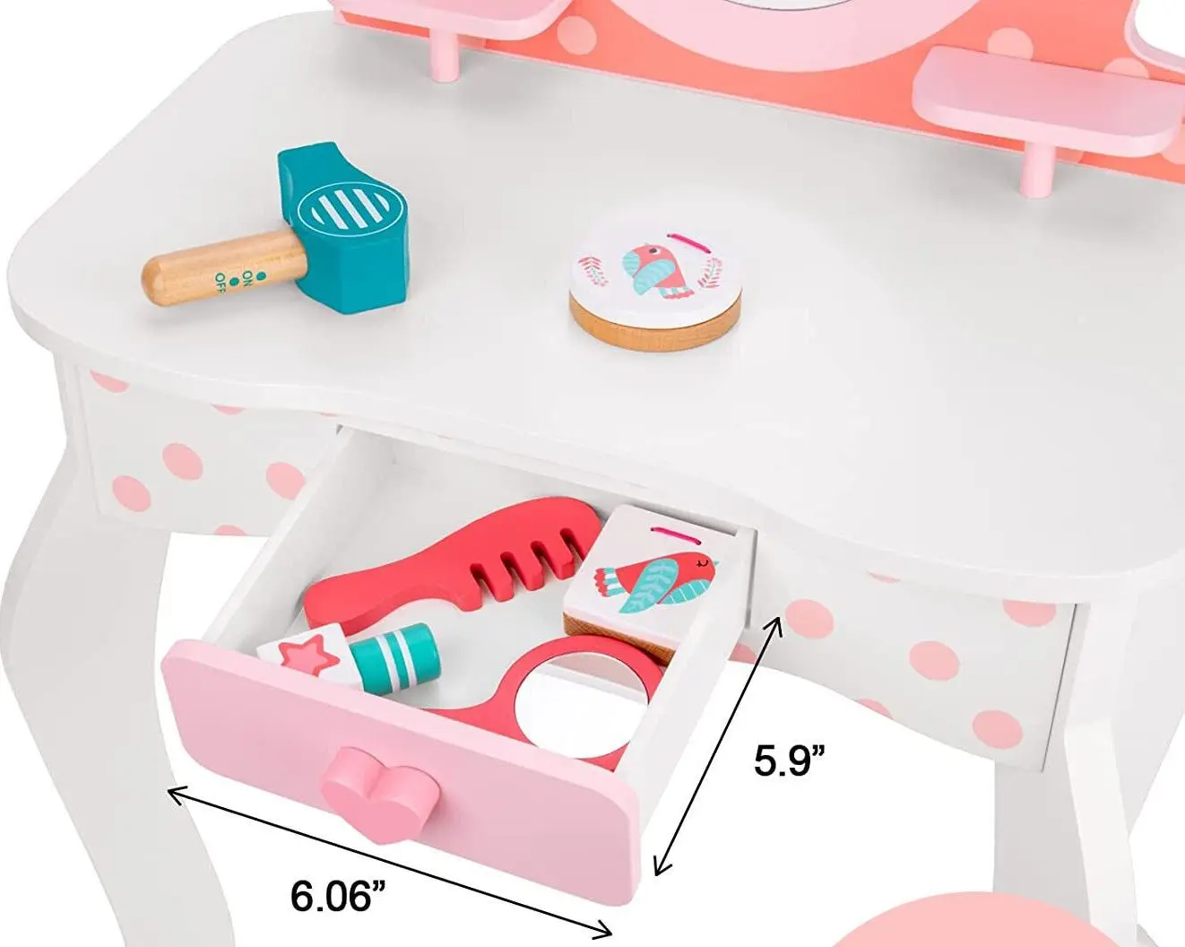 Masuta de toaleta cu scaun Tooky Toy TK462 (Pink)