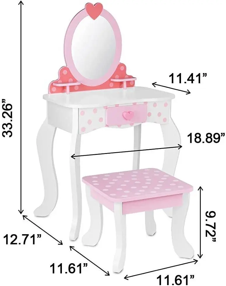 Masuta de toaleta cu scaun Tooky Toy TK462 (Pink)