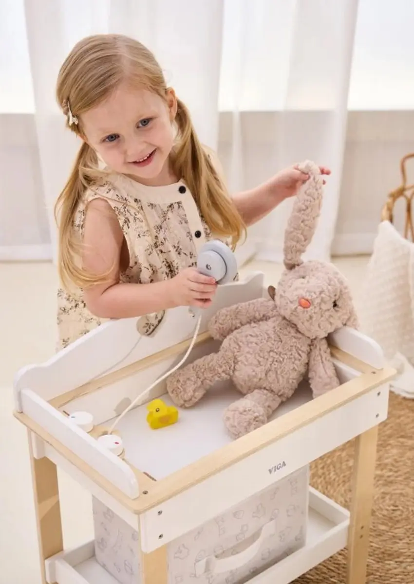 Masă de schimbat bebeluși pentru copii 2in1 Viga 44720 (White)