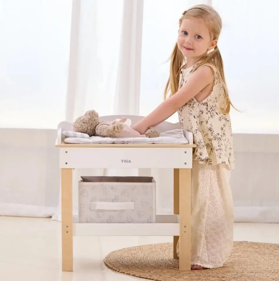 Masă de schimbat bebeluși pentru copii 2in1 Viga 44720 (White)