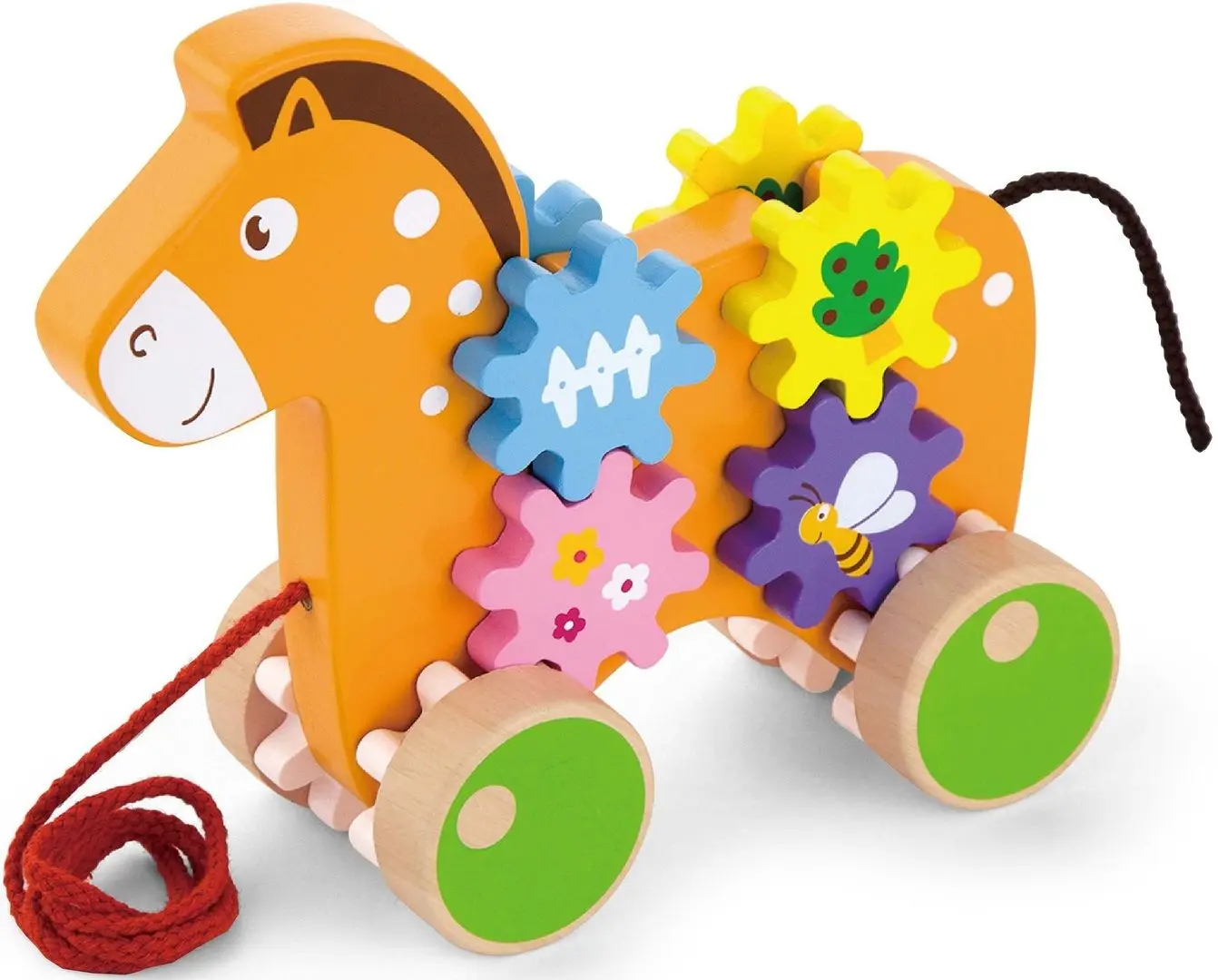 Развивающая игрушка-каталка Viga Toys Pull Along Horse with Gears 50976