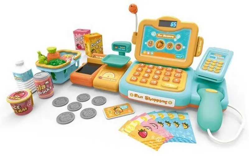 Jucarie casa de marcat + jocul scratch Woopie Happy Shopping (Blue) - 2