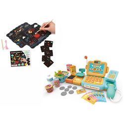 Jucarie casa de marcat + jocul scratch Woopie Happy Shopping (Blue)