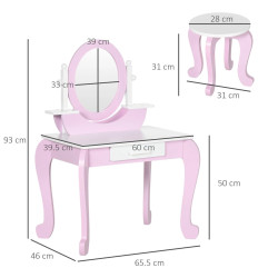 Masa de toaleta cu taburet pentru copii Zonekiz 316-006V00PK (Pink) Thumb
