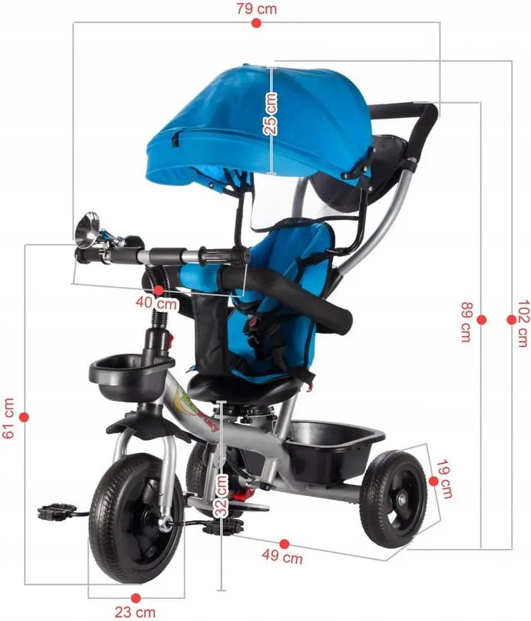 Tricicleta 3in1 MalPlay Multifunctional (Blue) - 2