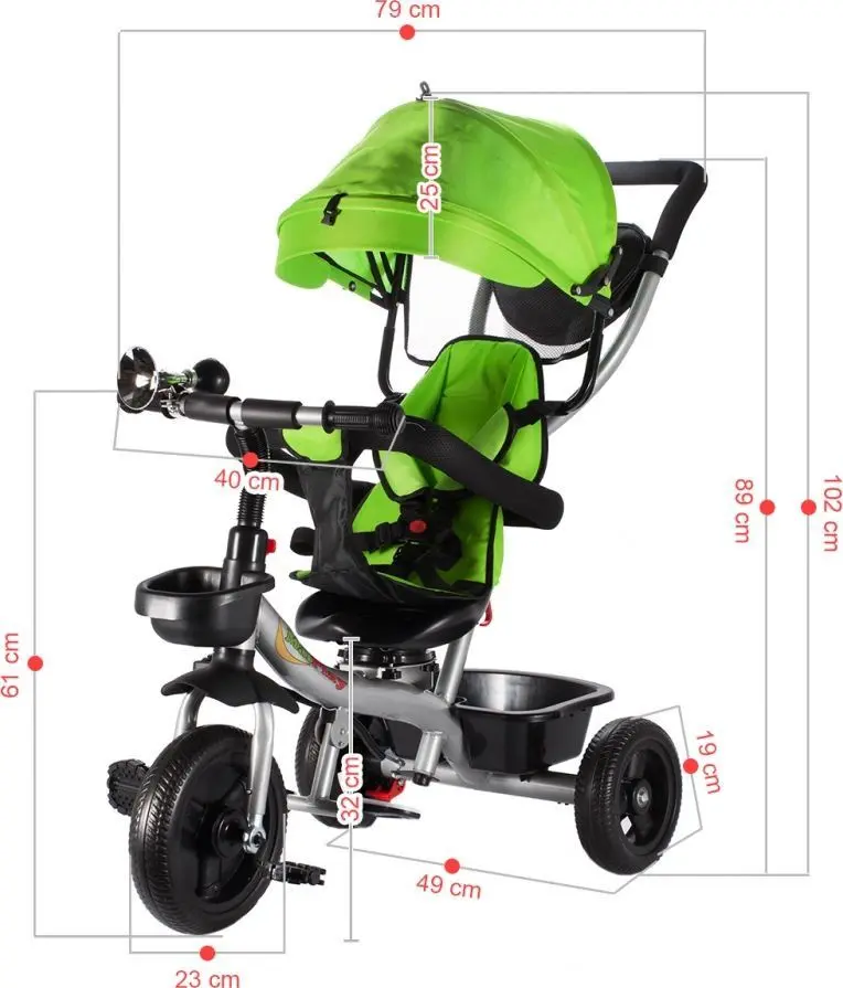 Tricicleta 3in1 MalPlay Multifunctional (Green) - 7