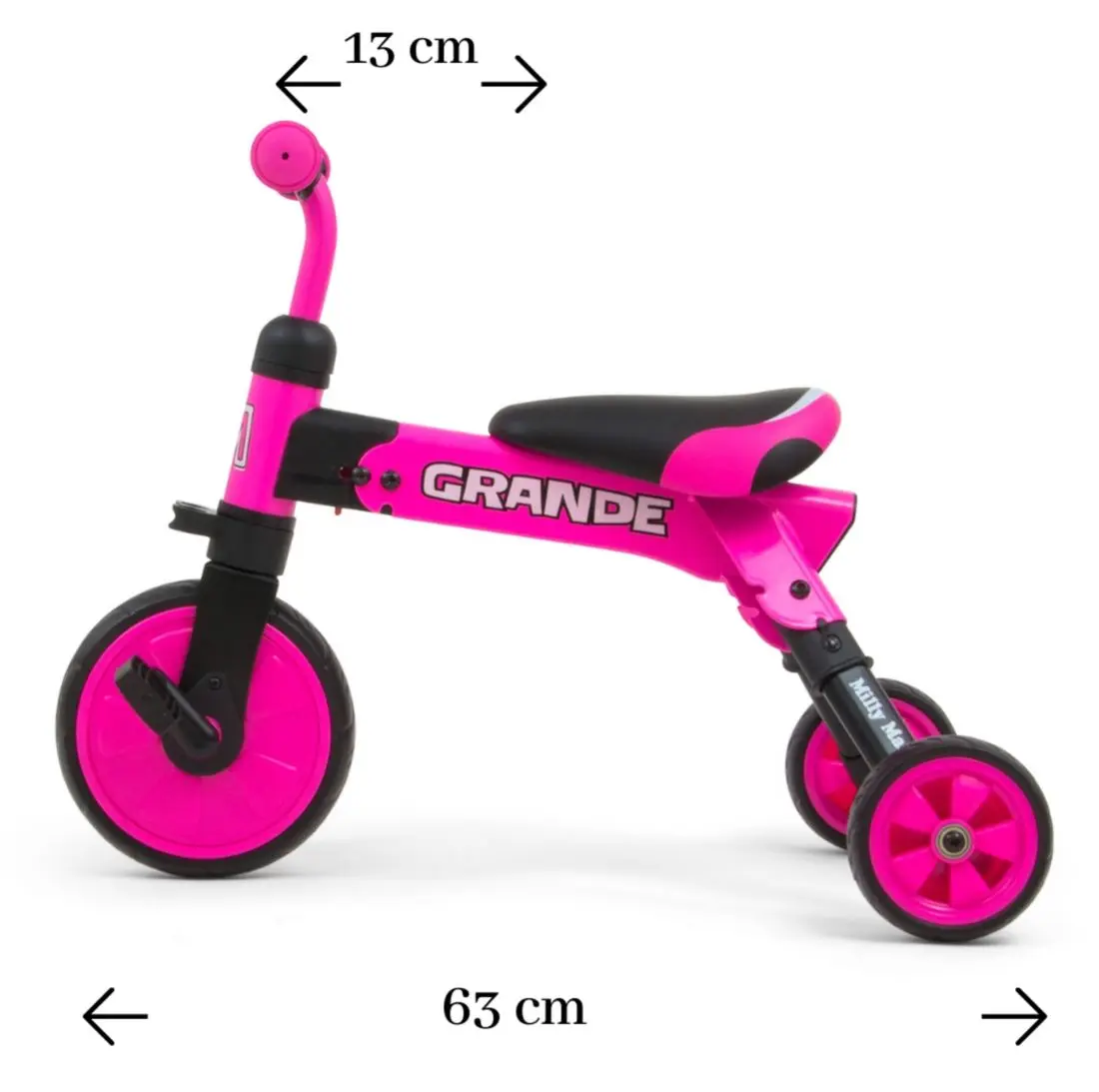 Tricicleta 2in1 Milly Mally Grande (Pink) - 8