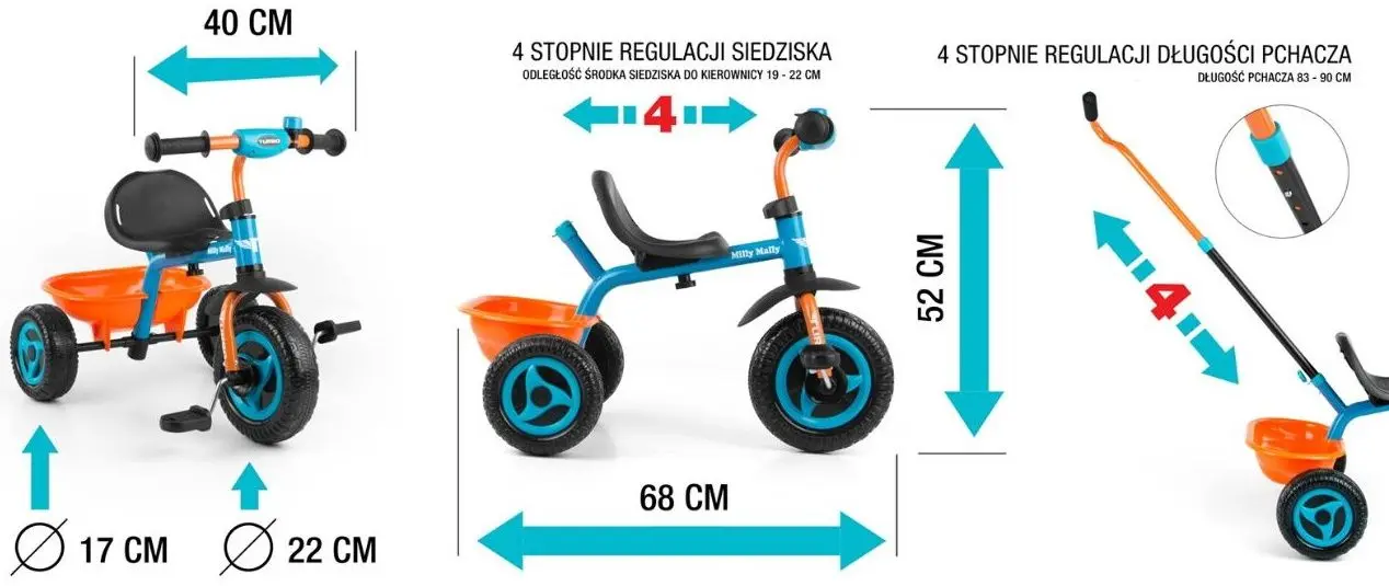 Трехколесный велосипед Milly Mally Turbo (Orange/Turquoise) - 6