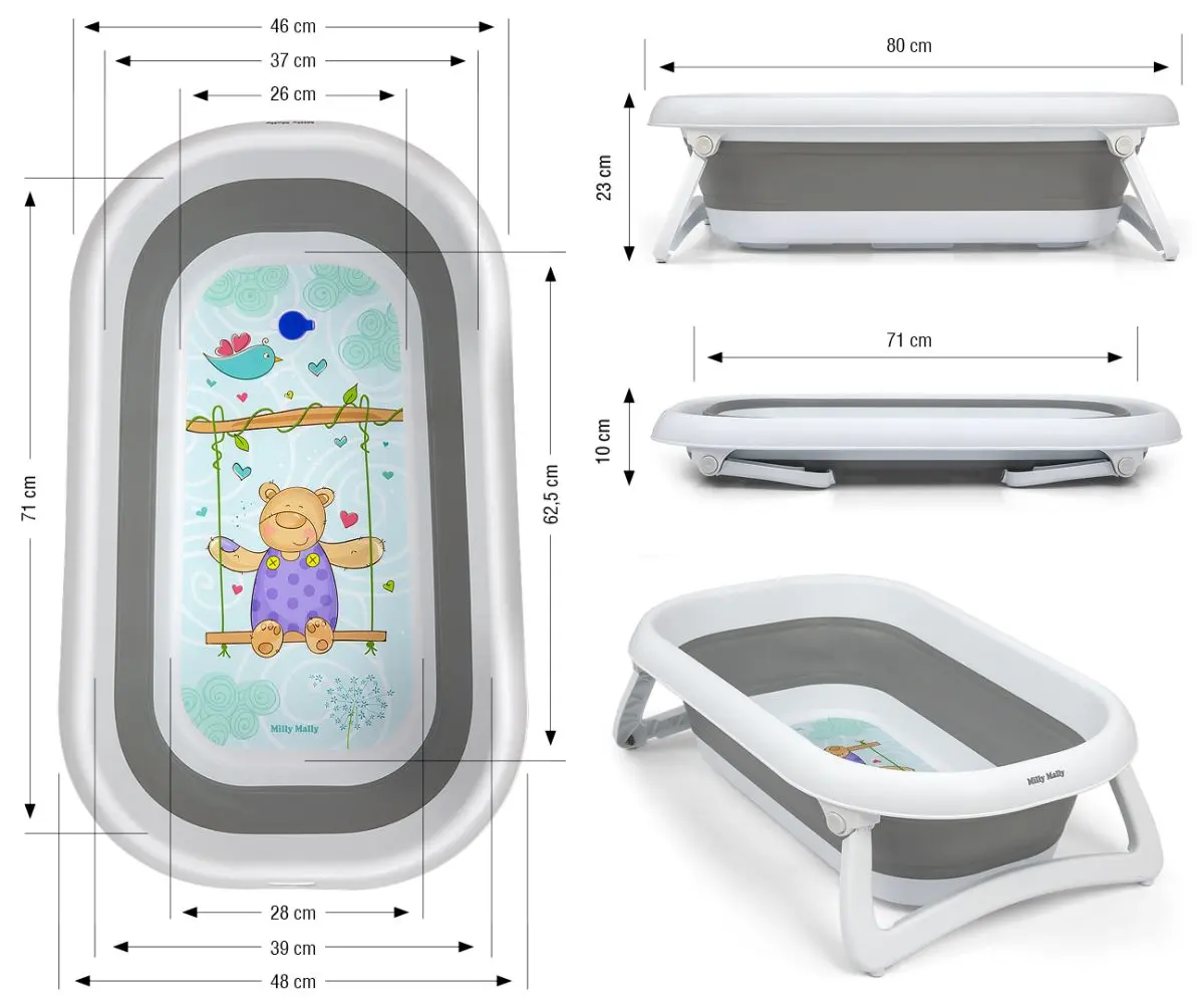 Cadita pliabila pentru copii Milly Mally Aqua (Gray)