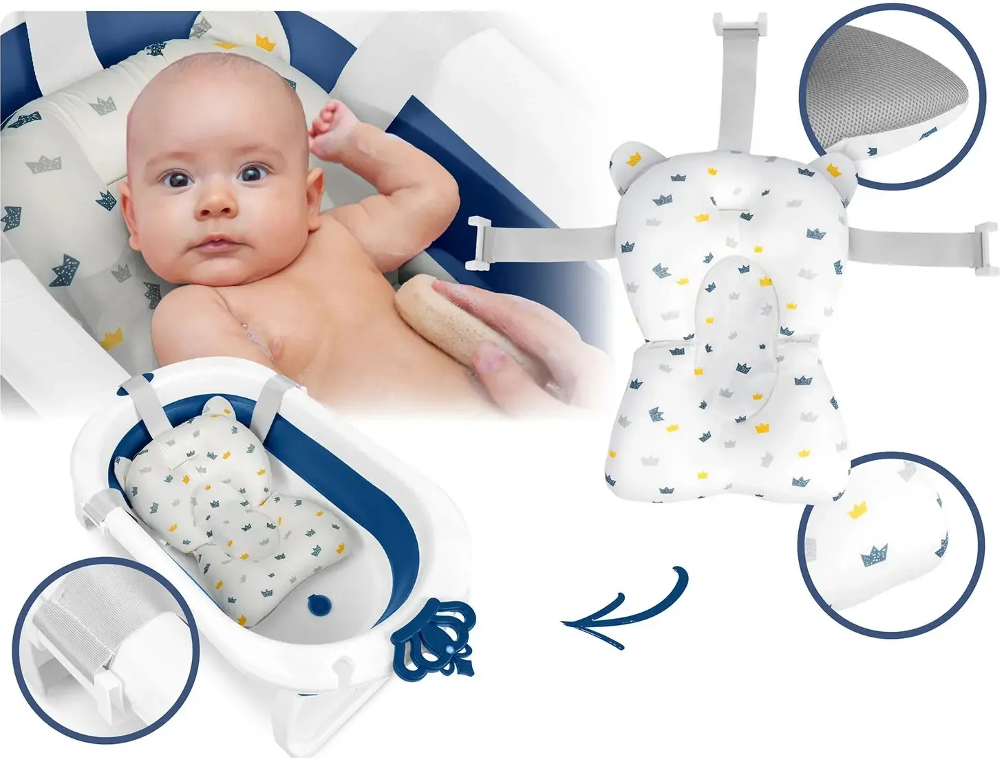 Складная ванночка Ricokids RK-286 728600 (White/Blue) - 10