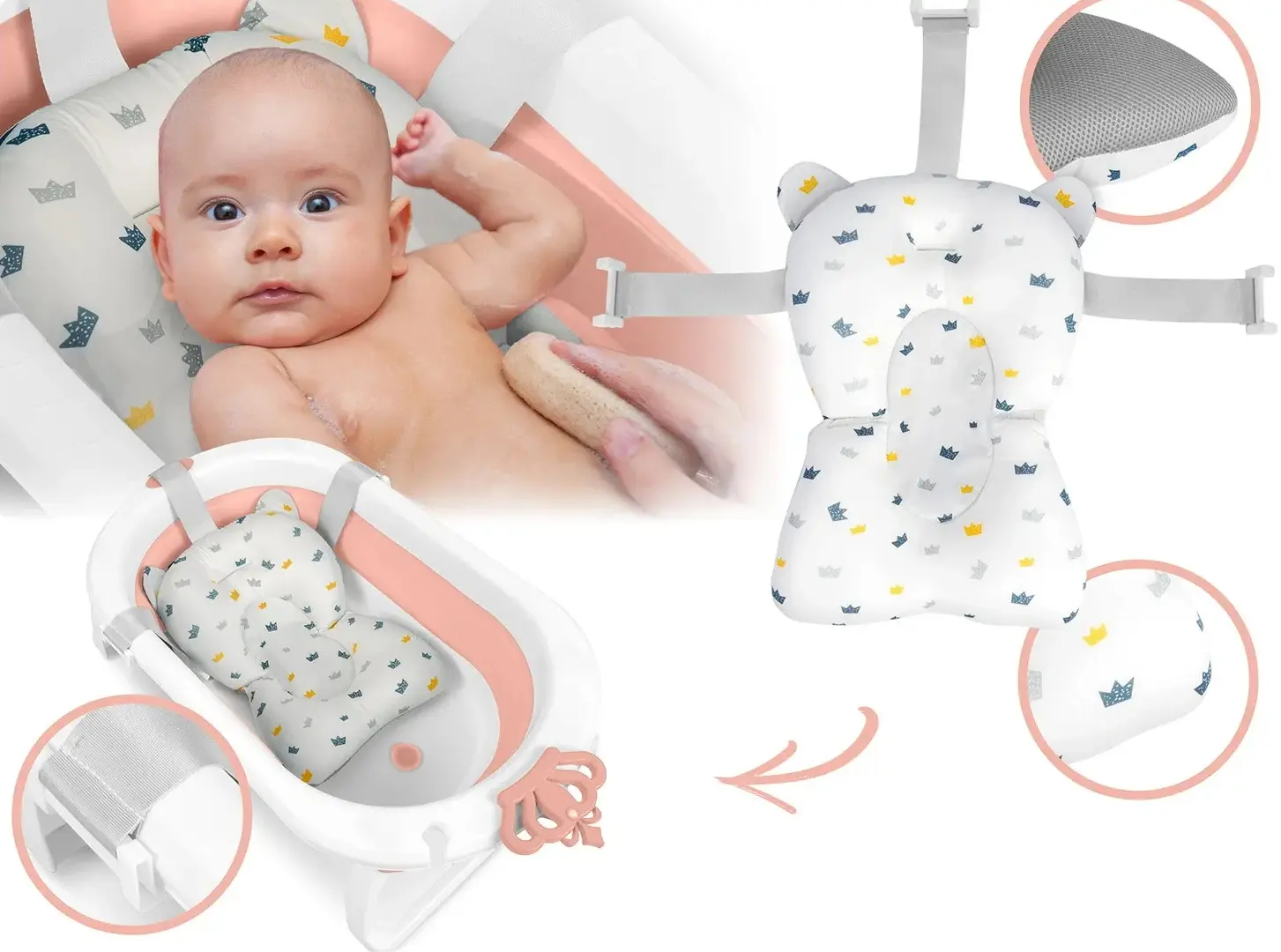 Складная ванночка Ricokids RK-286 728601 (White/Pink) - 10