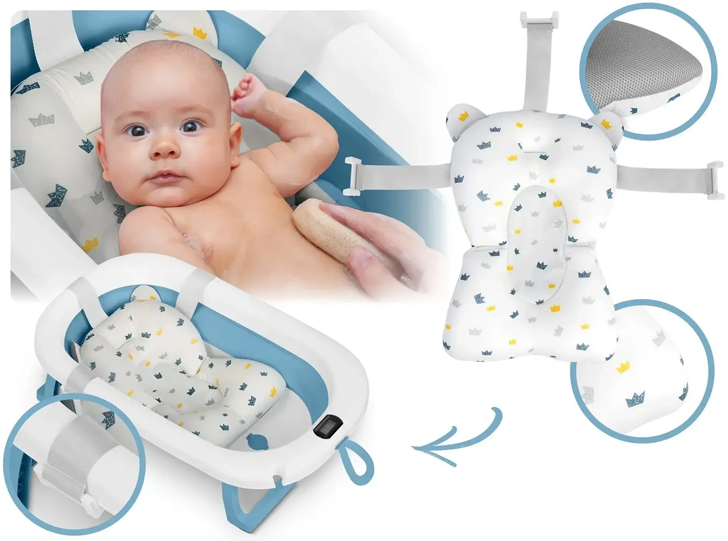 Складная ванночка Ricokids RK-287 728700 (White/Blue) - 9