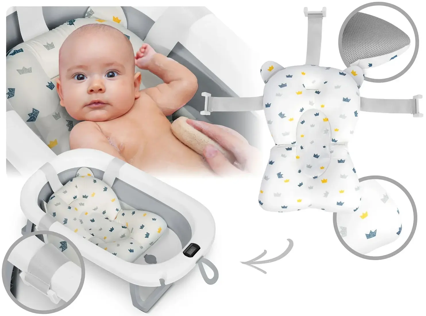 Складная ванночка Ricokids RK-287 728702 (White/Grey) - 8