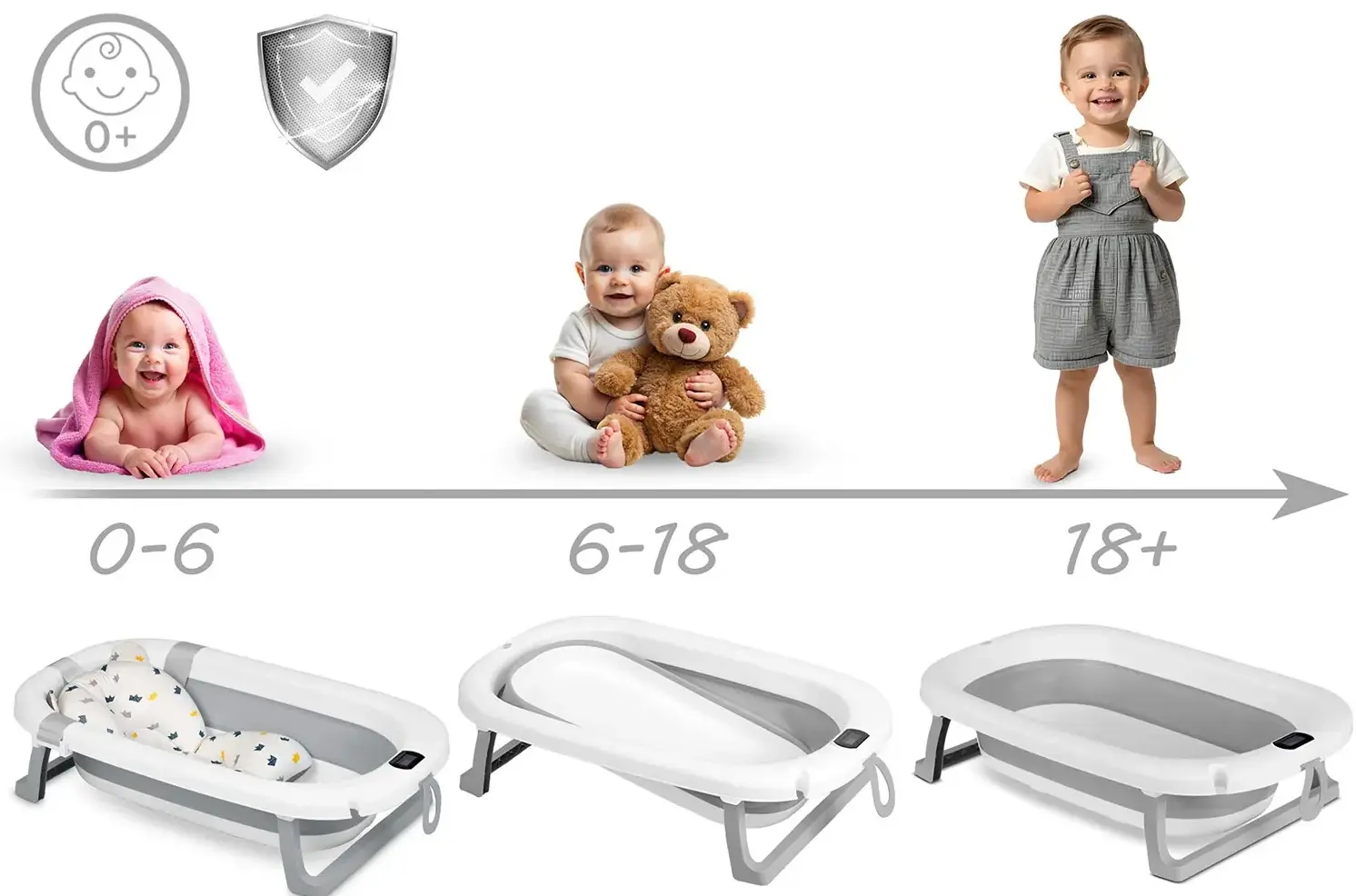 Складная ванночка Ricokids RK-287 728702 (White/Grey) - 10