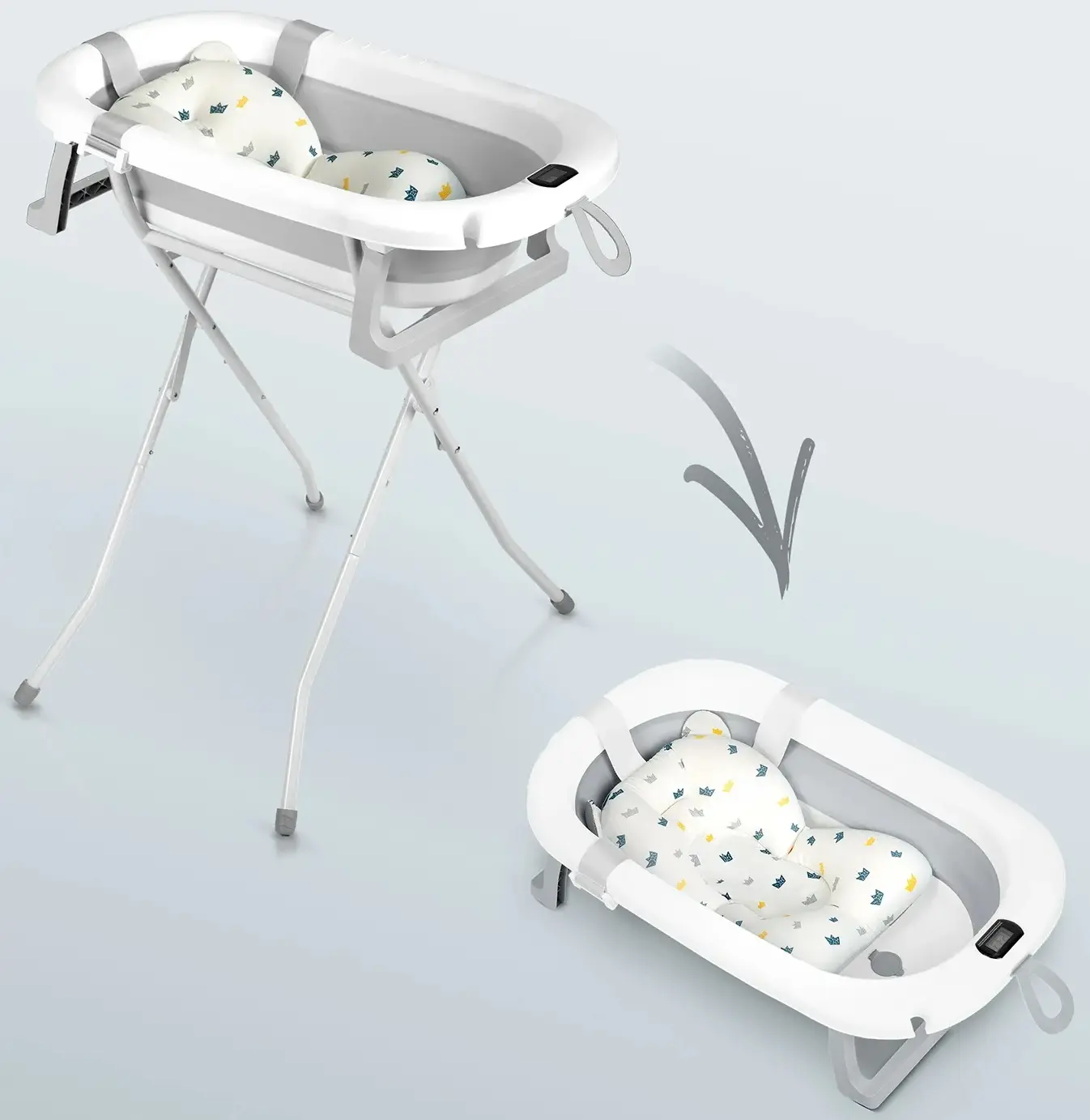 Складная ванночка Ricokids RK-287 728722 (White/Grey) - 3
