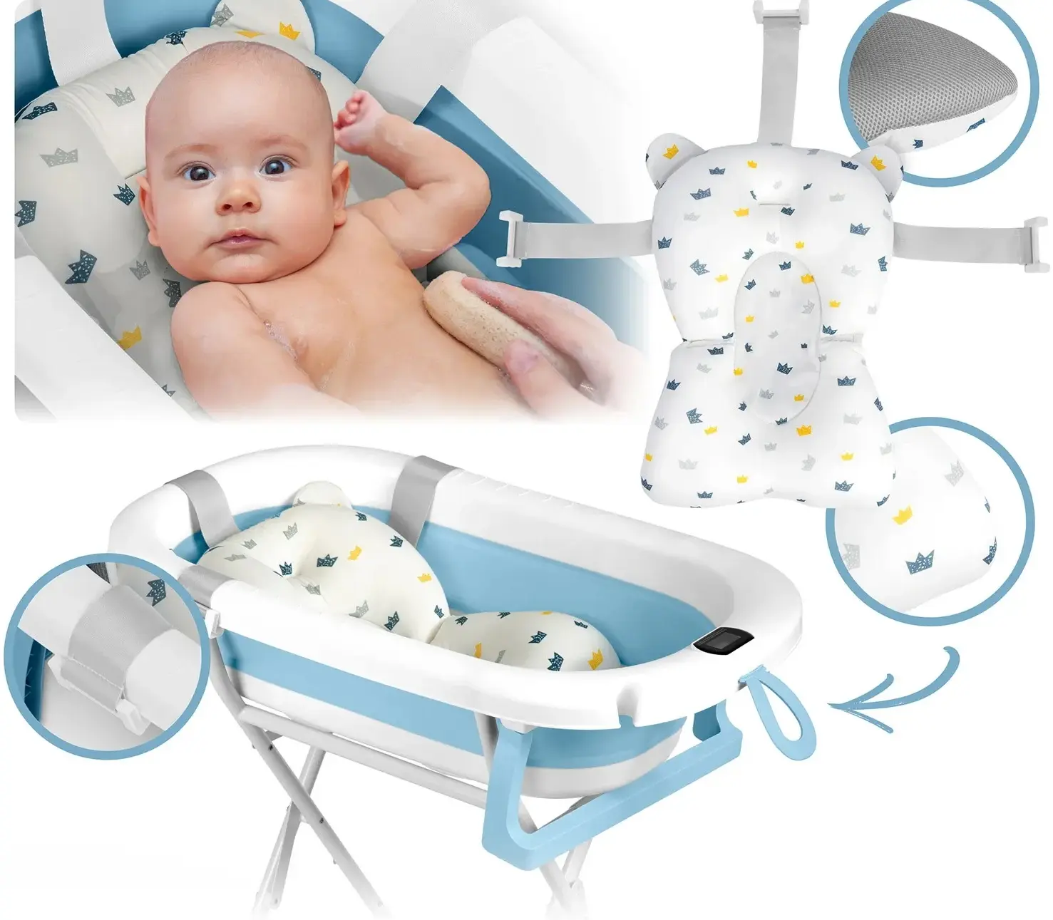 Складная ванночка Ricokids RK-287 (White/Blue) - 10