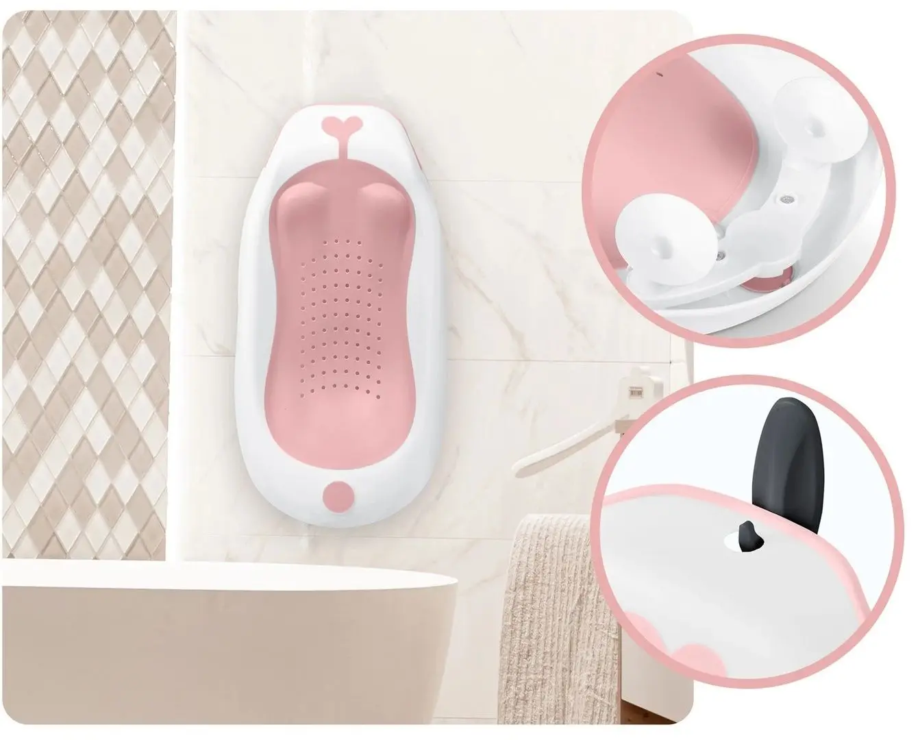 Cadita cu suport Ricokids RK-282 (White/Pink)