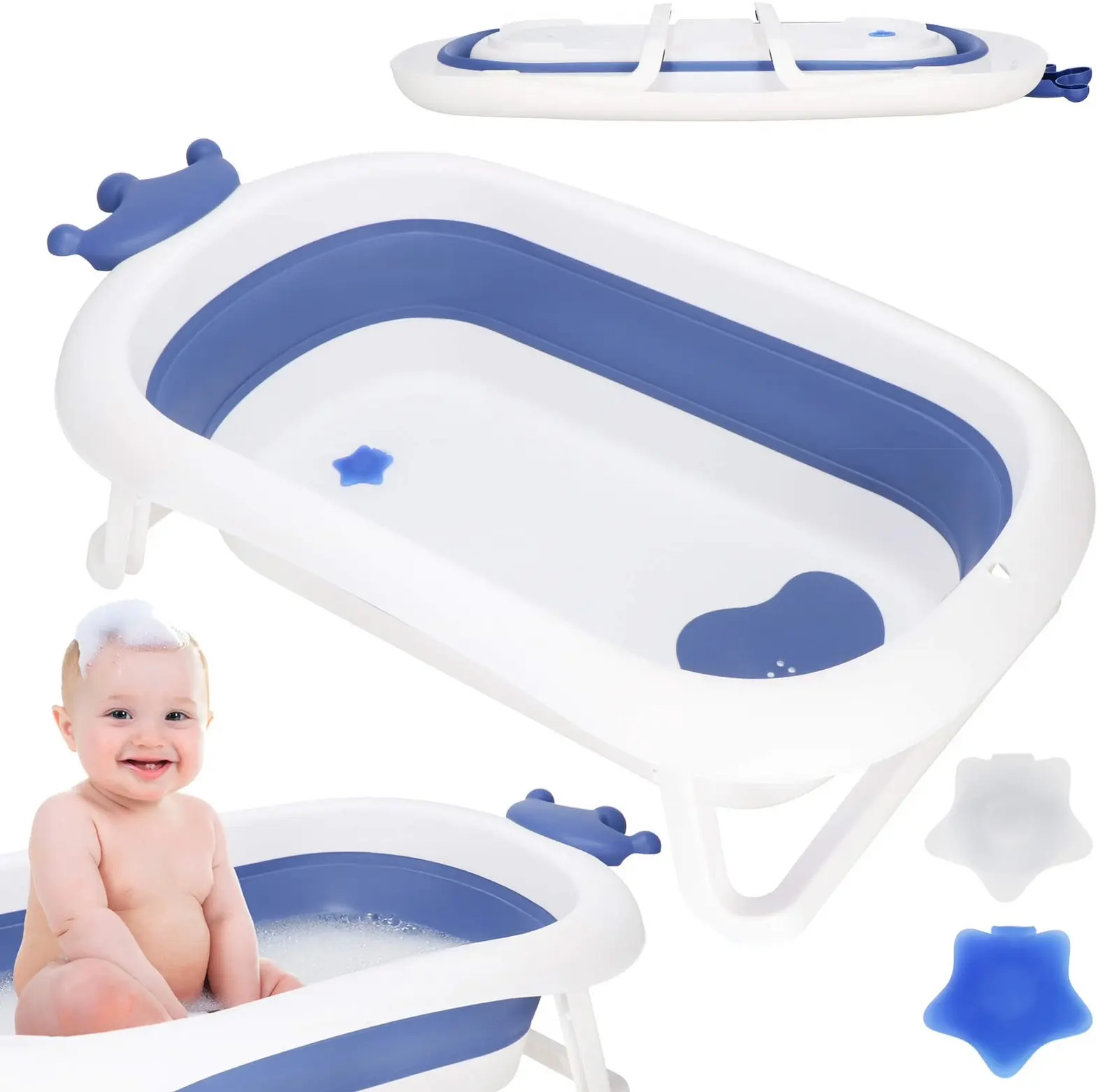 Складная ванночка Springos Crown SB0058 (White/Blue) - 2