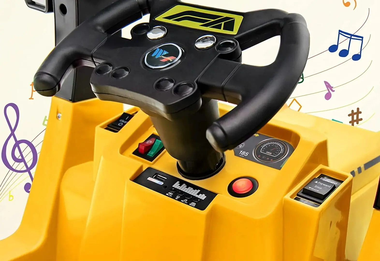 Camion electric de gunoi Costway TQ10134DE-YW (Yellow) - 3