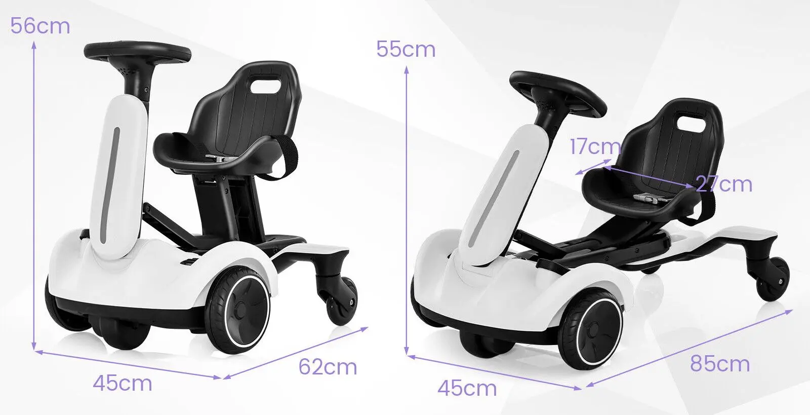 Kart electric Costway TQ10177DE-WH (White) - 3