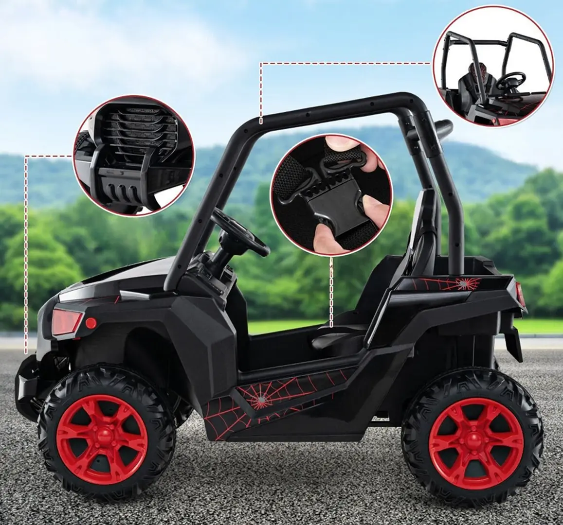 Masinuta electrica Costway TQ10294DE-DK (Black/Red)