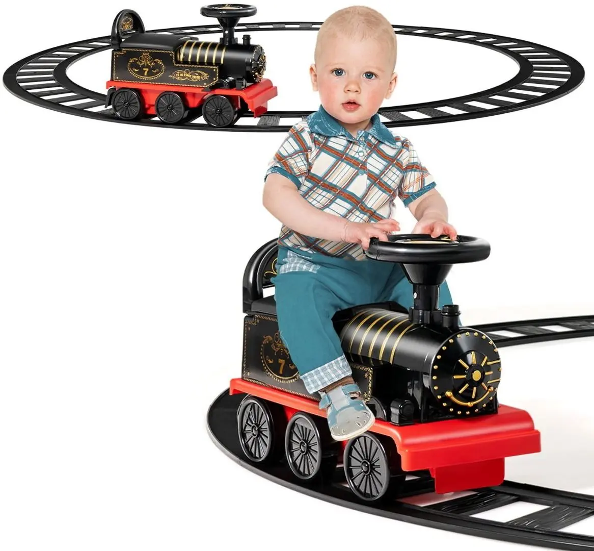 Tren electric cu șine Costway TQ10089DE-DK (Red/Black)